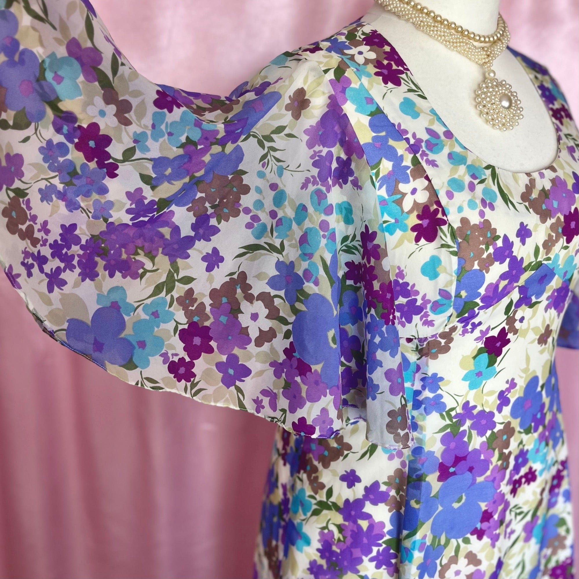 1970s Floral maxi dress, by Carnegie, size 16