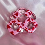 Handmade Pink & Red cow print earrings