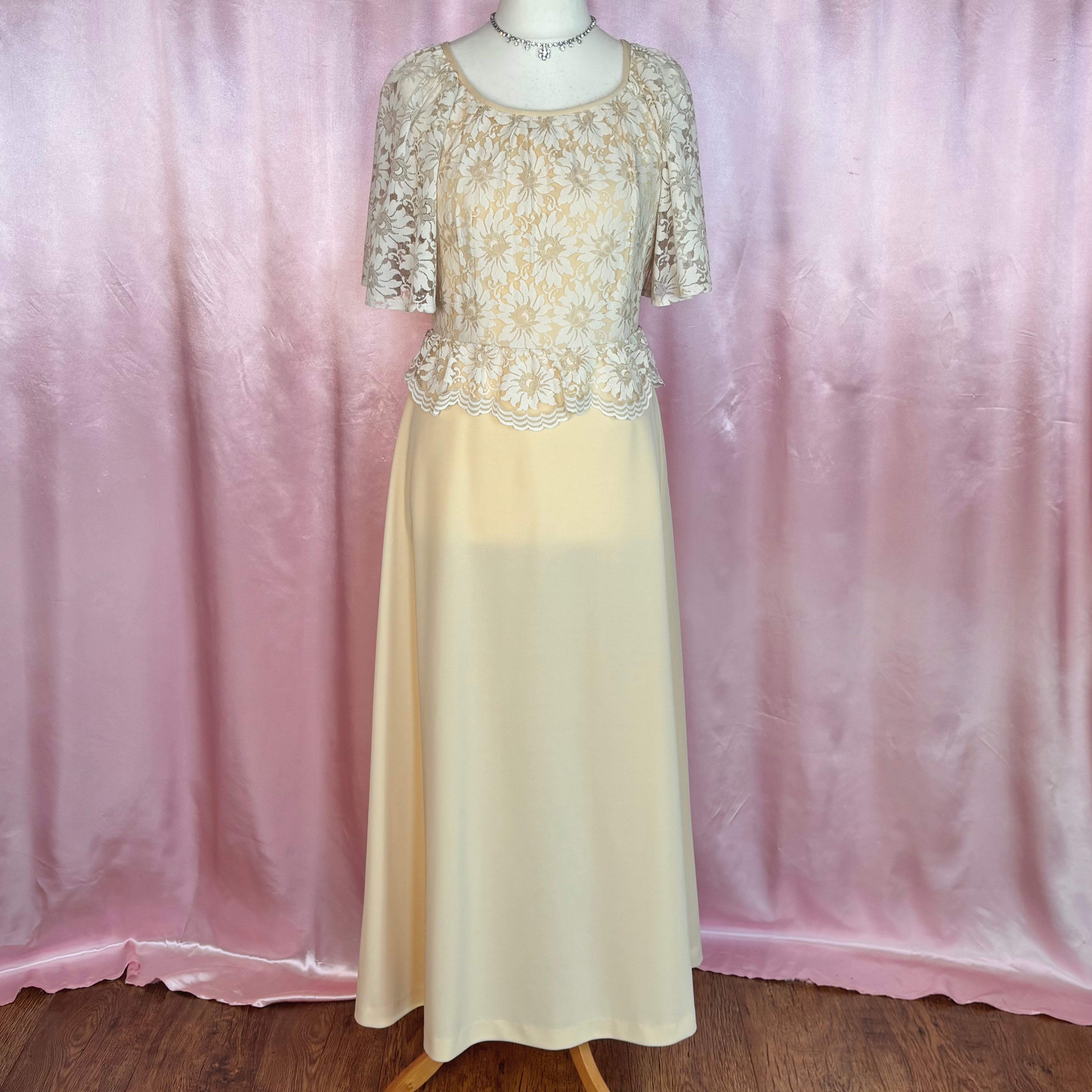 1970s Lace peplum dress, Dandi by Berketex, size 14