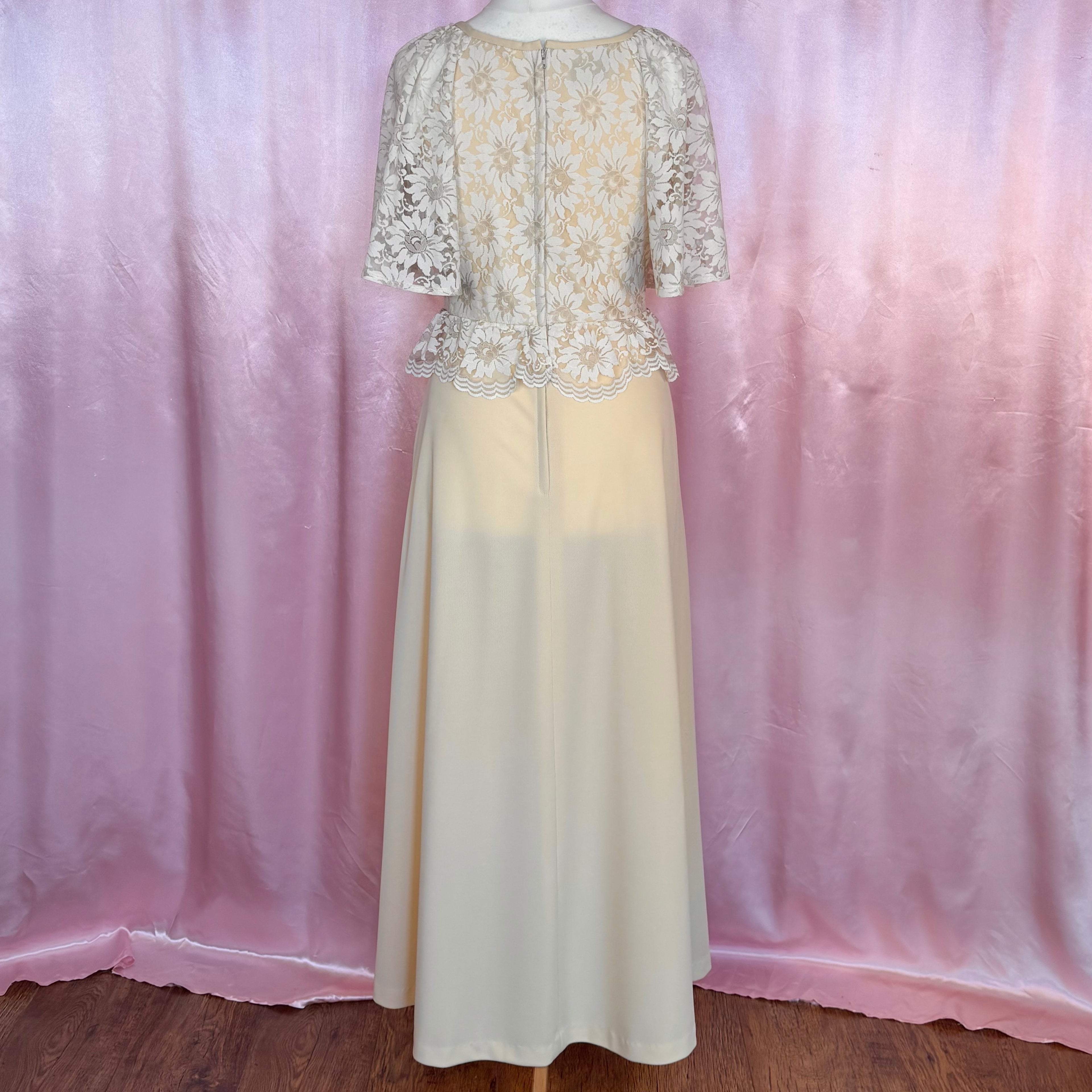 1970s Lace peplum dress, Dandi by Berketex, size 14