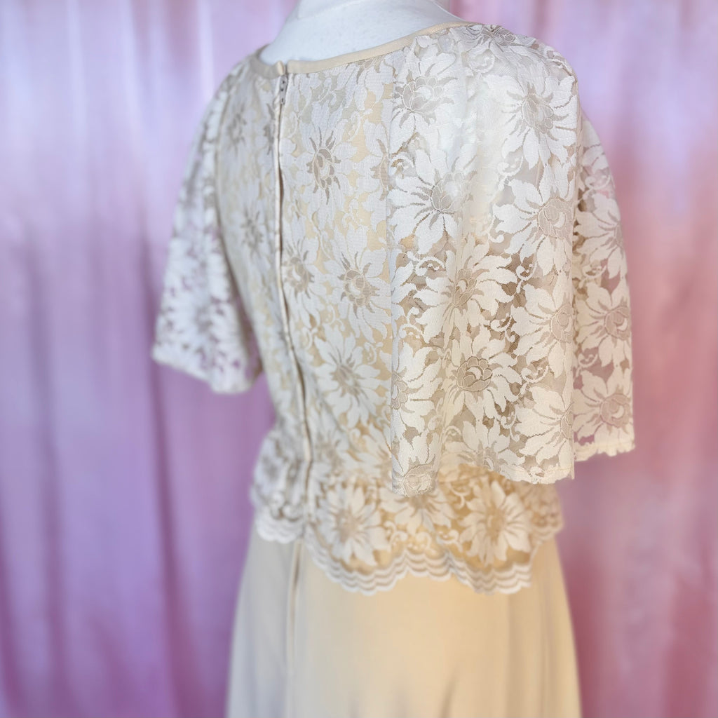 1970s Lace peplum dress, Dandi by Berketex, size 14