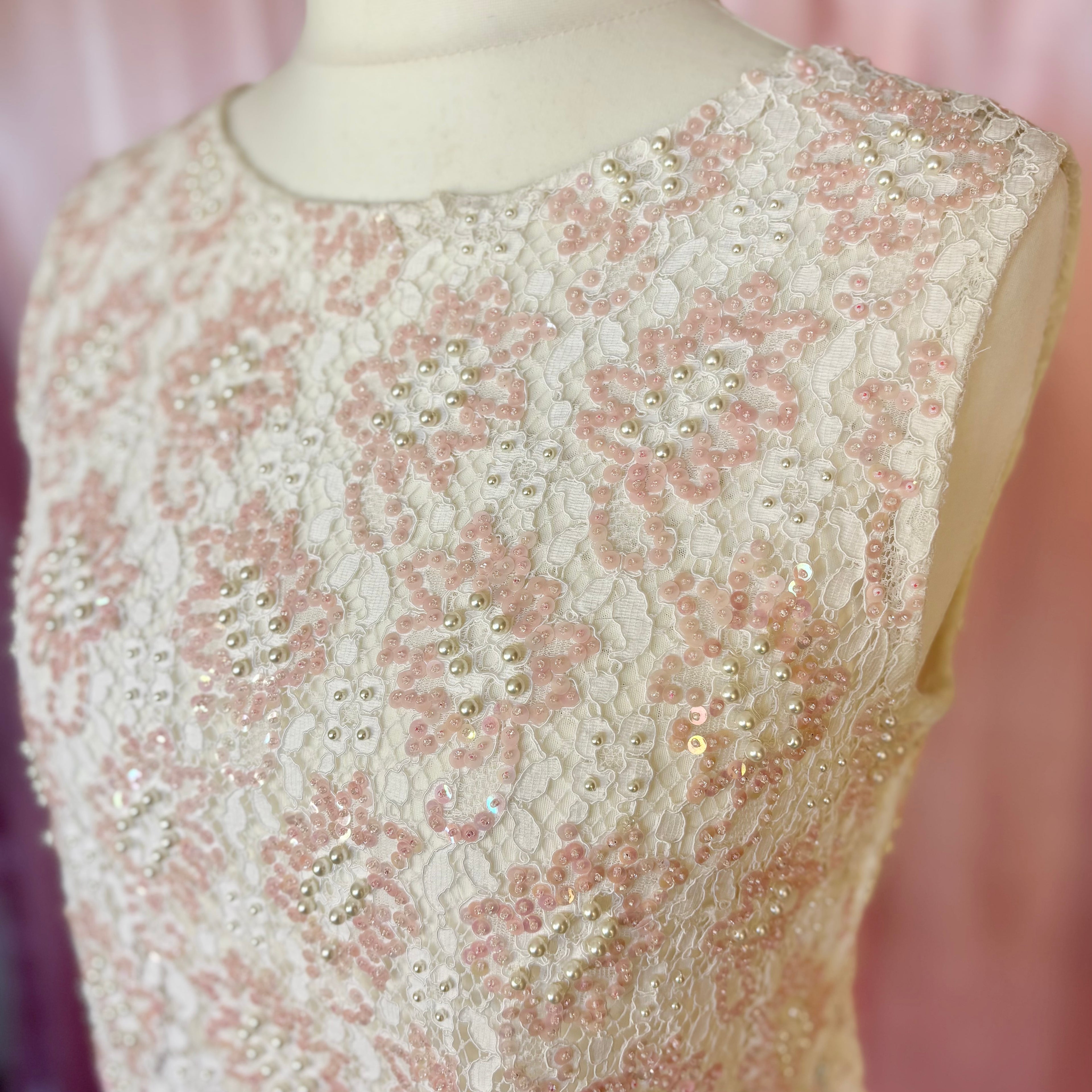 1960s Beaded lace crop top, unbranded, size 12