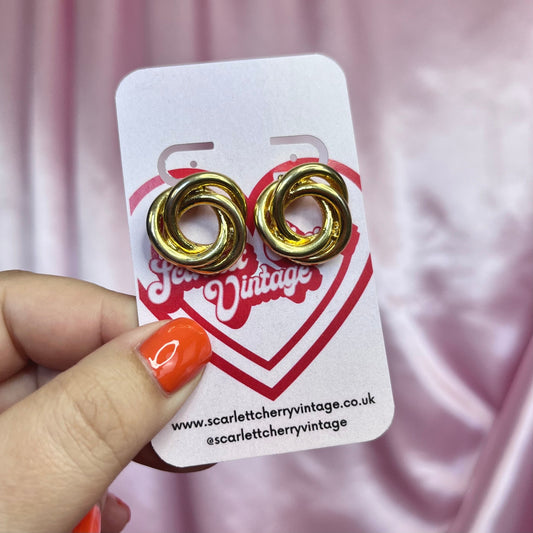 1980s Gold swirl clip on earrings