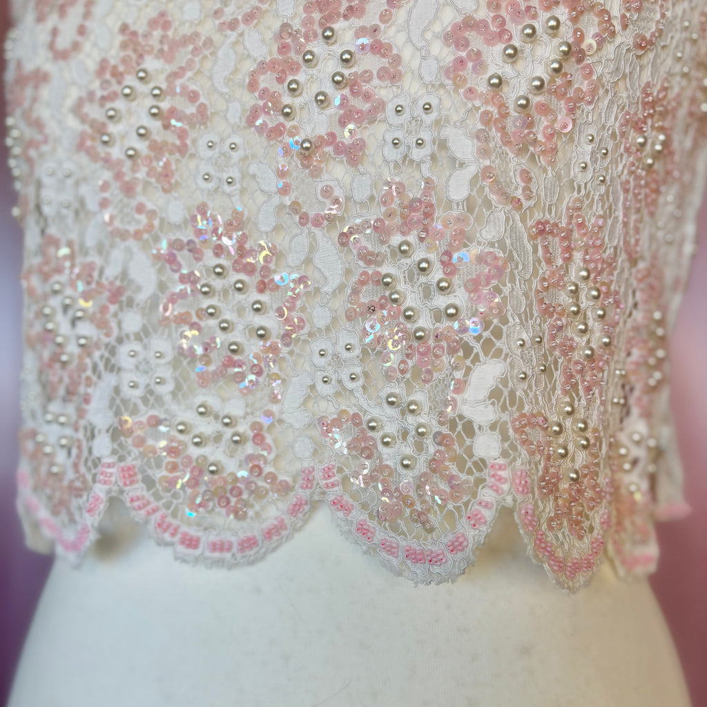 1960s Beaded lace crop top, unbranded, size 12