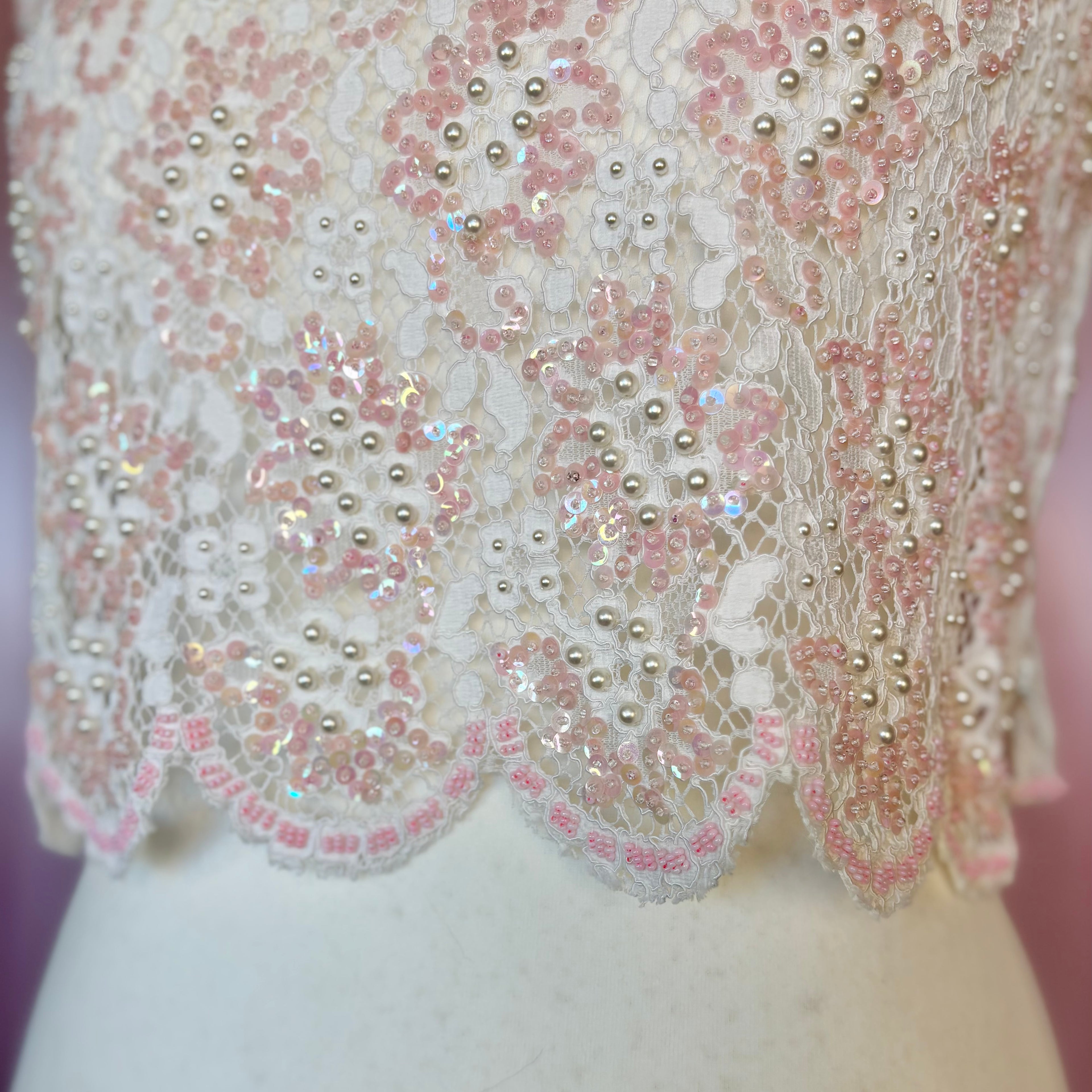 1960s Beaded lace crop top, unbranded, size 12