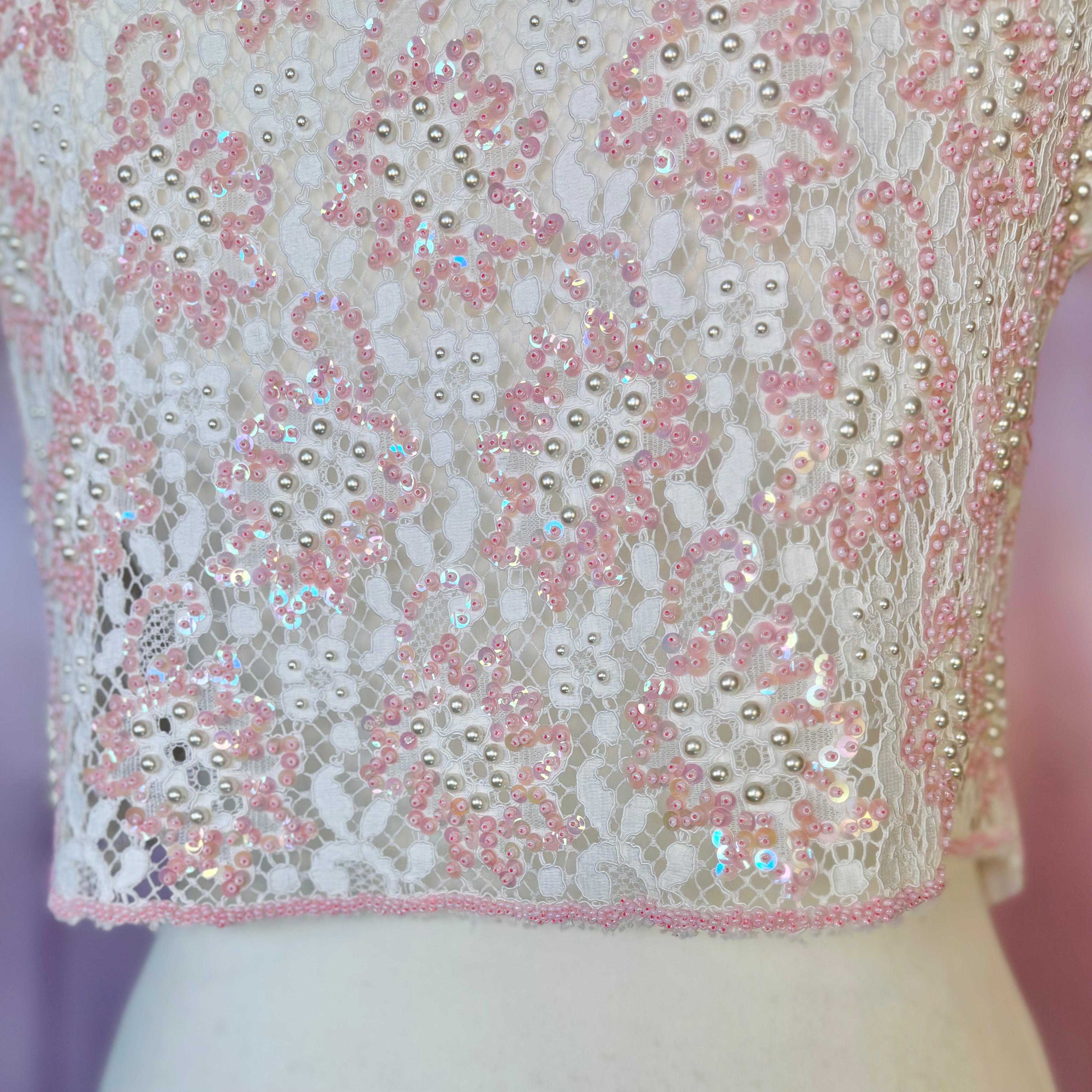 1960s Beaded lace crop top, unbranded, size 12
