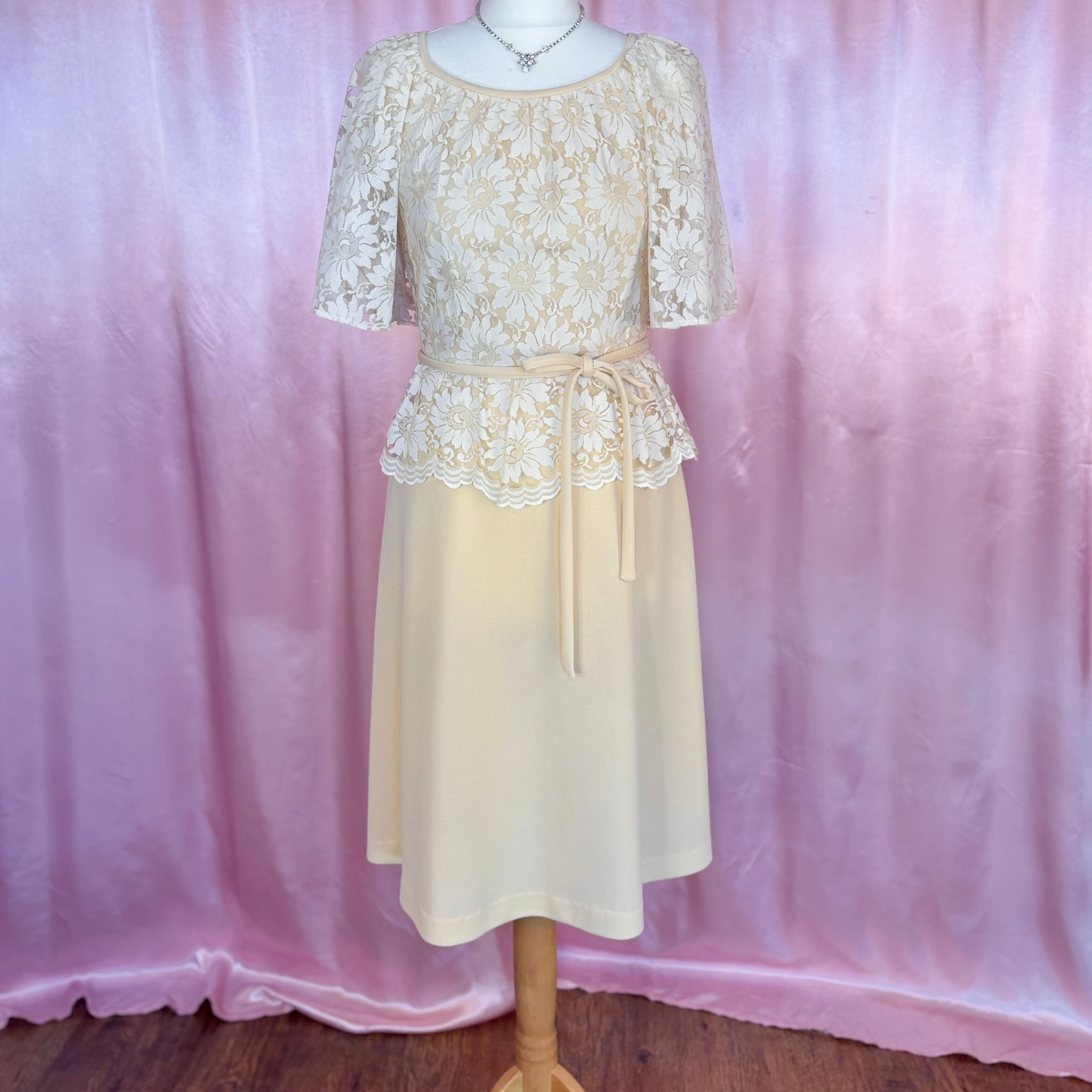 1970s Lace peplum dress, Dandi by Berketex, size 8