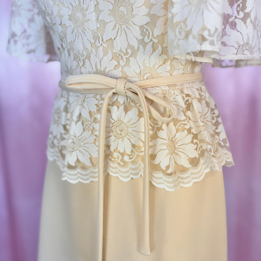 1970s Lace peplum dress, Dandi by Berketex, size 8