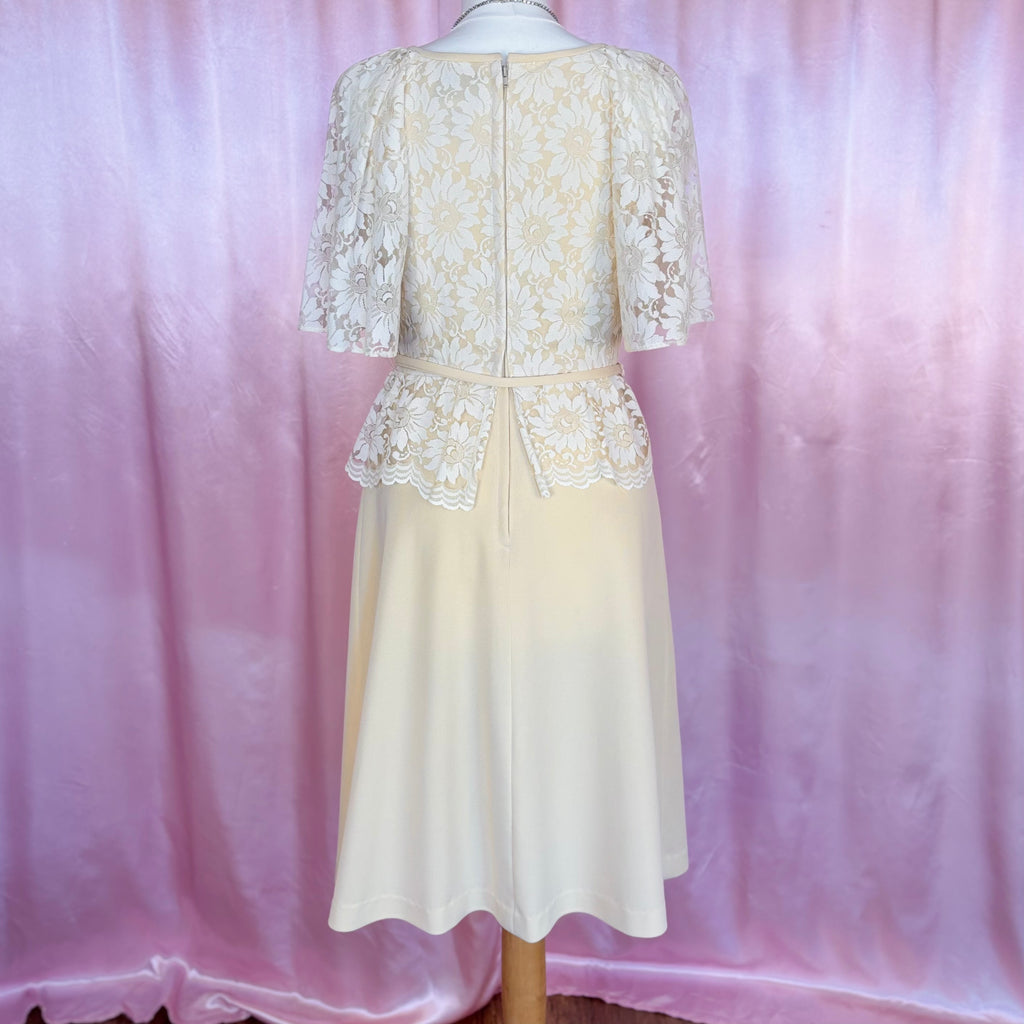 1970s Lace peplum dress, Dandi by Berketex, size 8