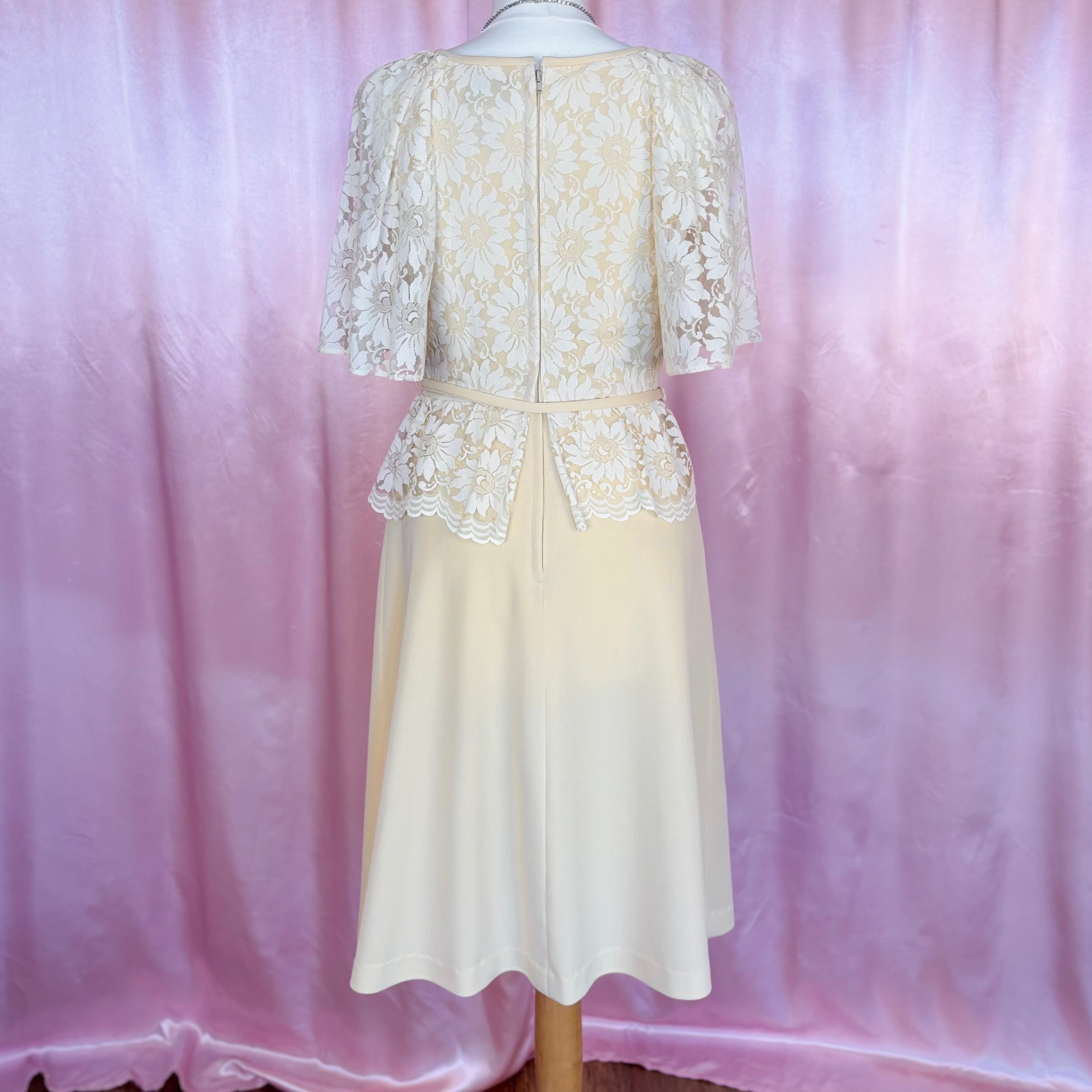 1970s Lace peplum dress, Dandi by Berketex, size 8