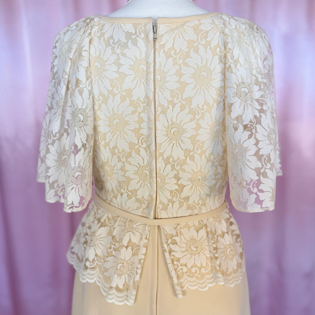 1970s Lace peplum dress, Dandi by Berketex, size 8
