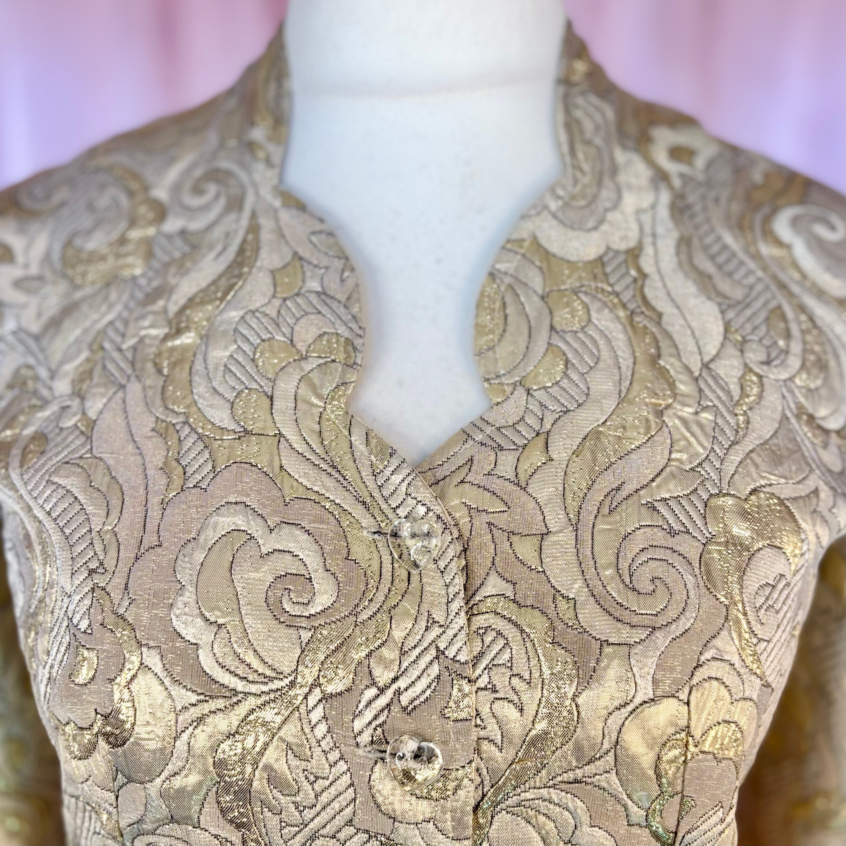 1980s Gold lurex brocade jacket, by Paris, size 12