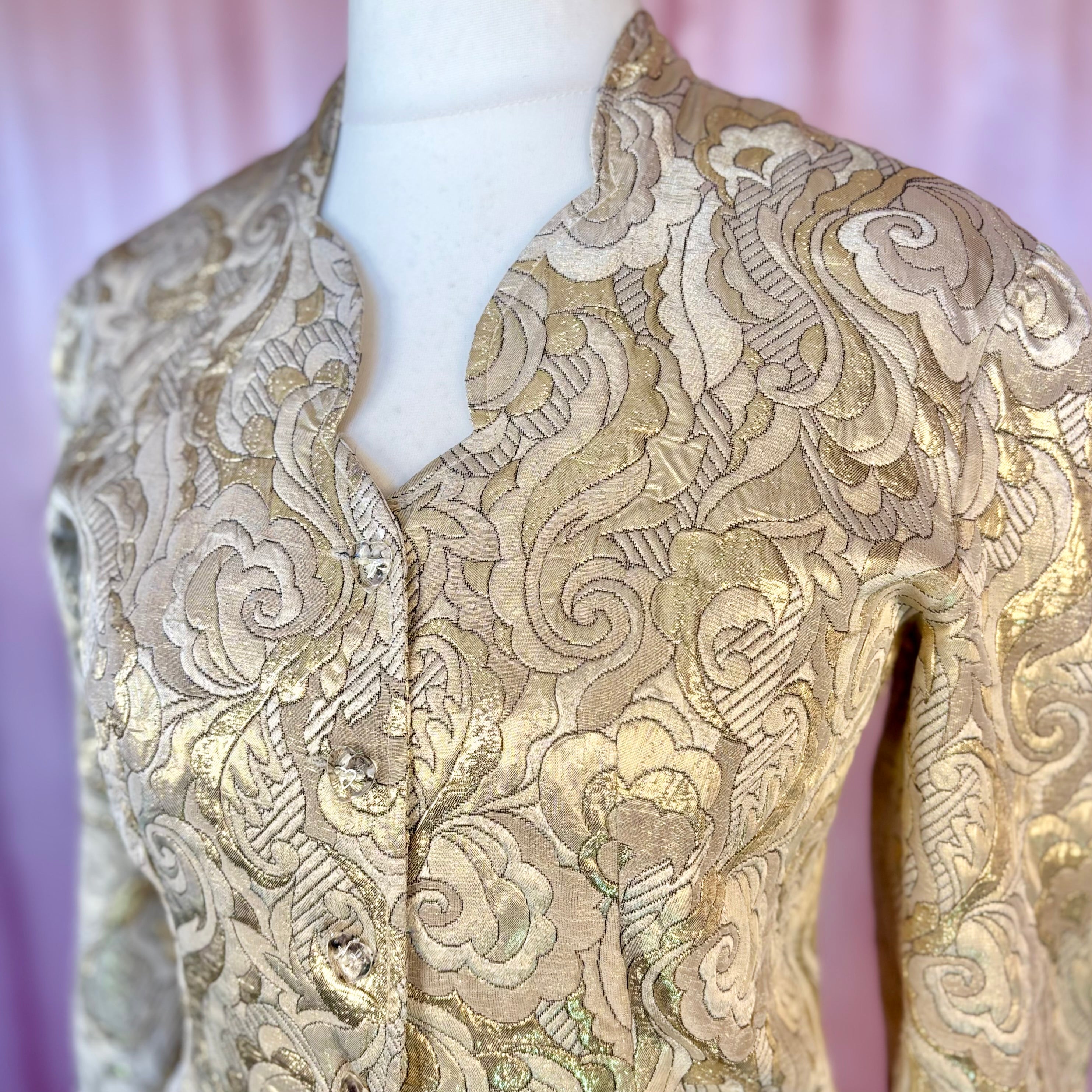 1980s Gold lurex brocade jacket, by Paris, size 12