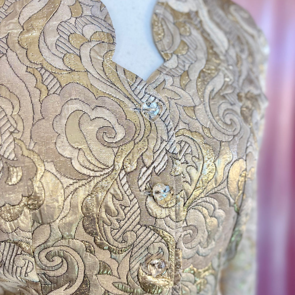 1980s Gold lurex brocade jacket, by Paris, size 12