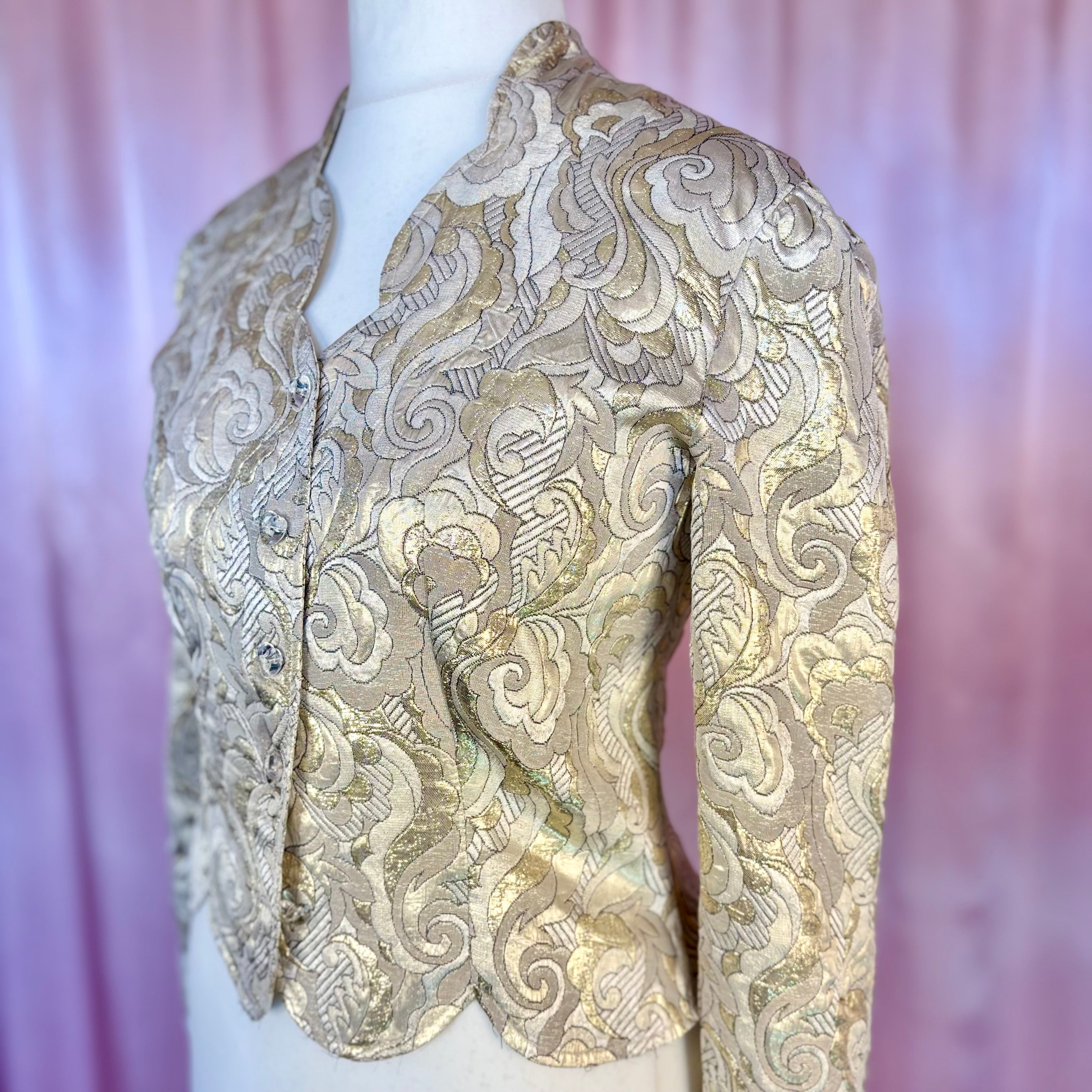 1980s Gold lurex brocade jacket, by Paris, size 12