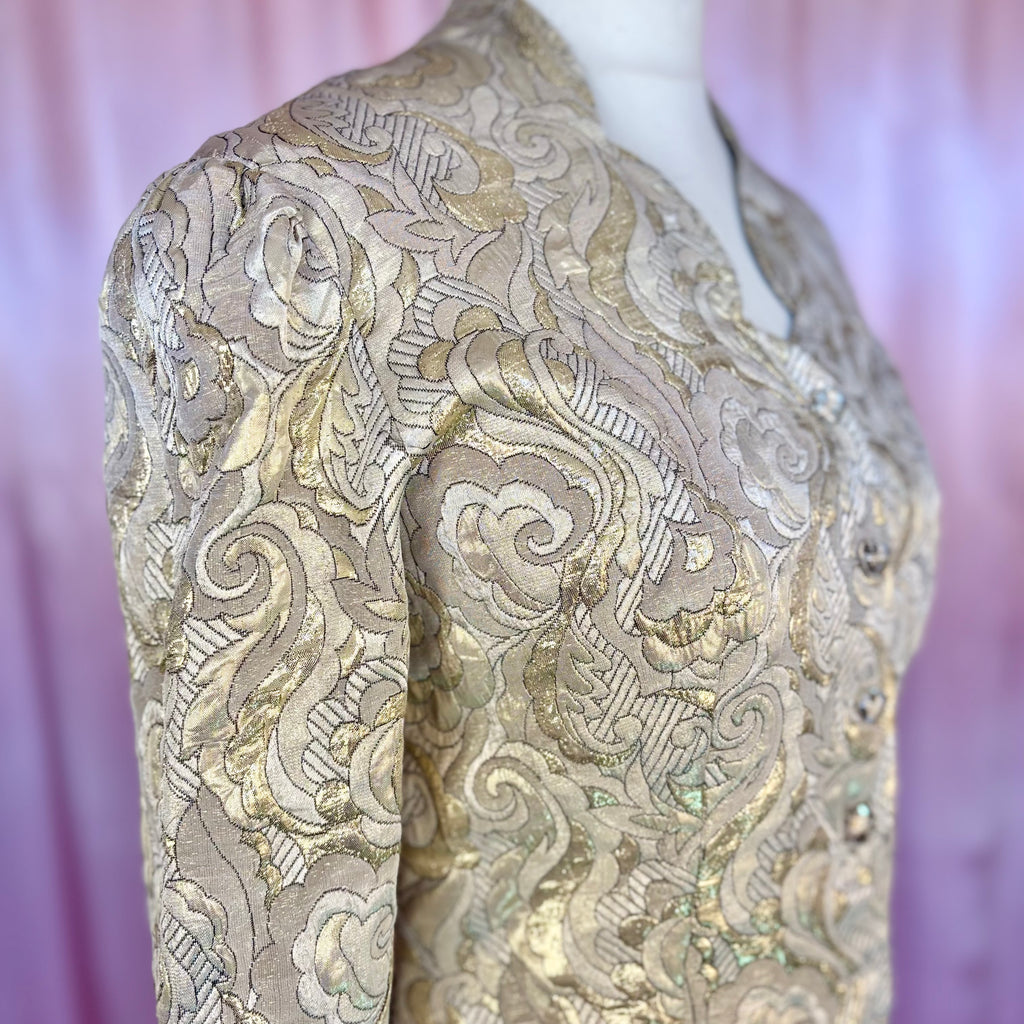 1980s Gold lurex brocade jacket, by Paris, size 12