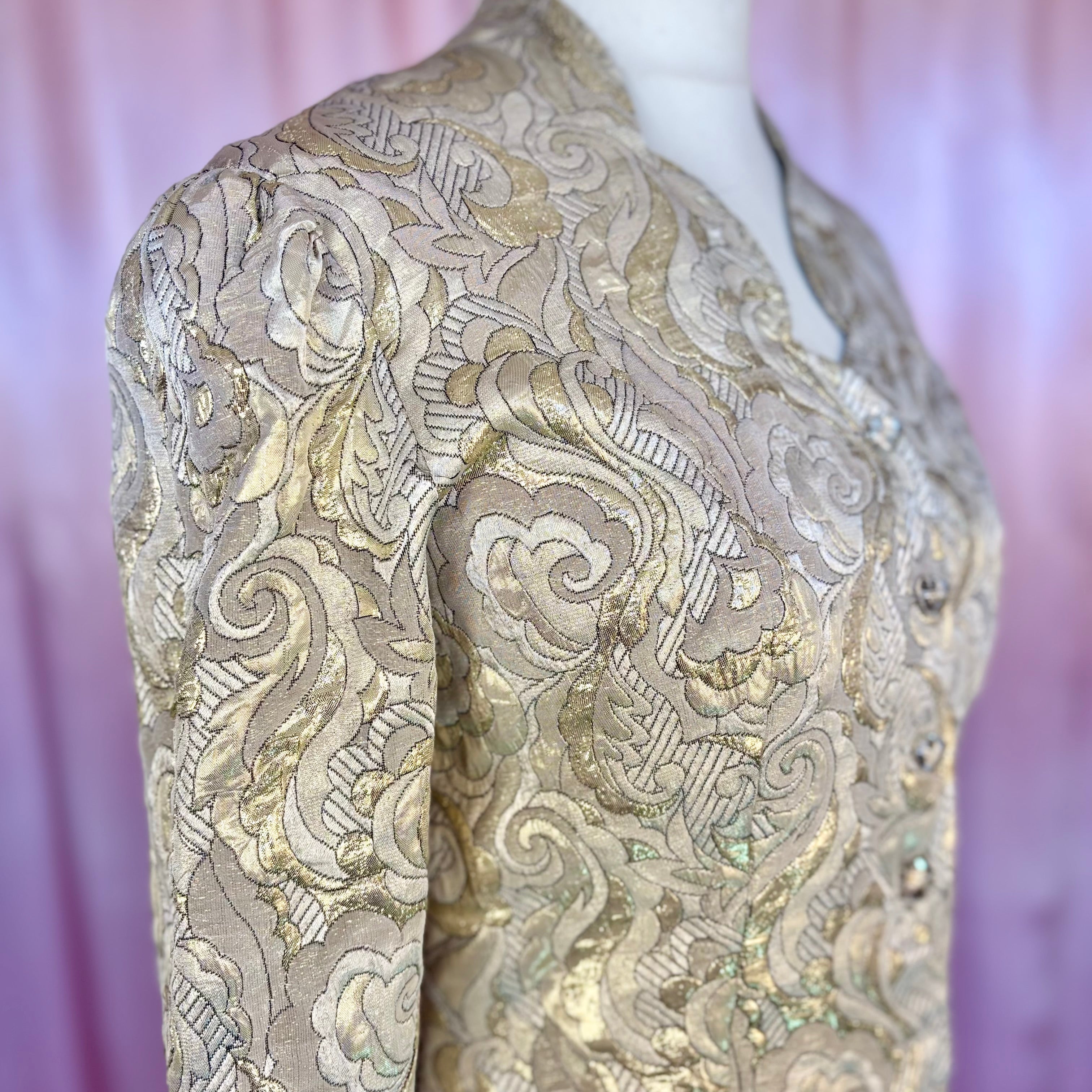 1980s Gold lurex brocade jacket, by Paris, size 12