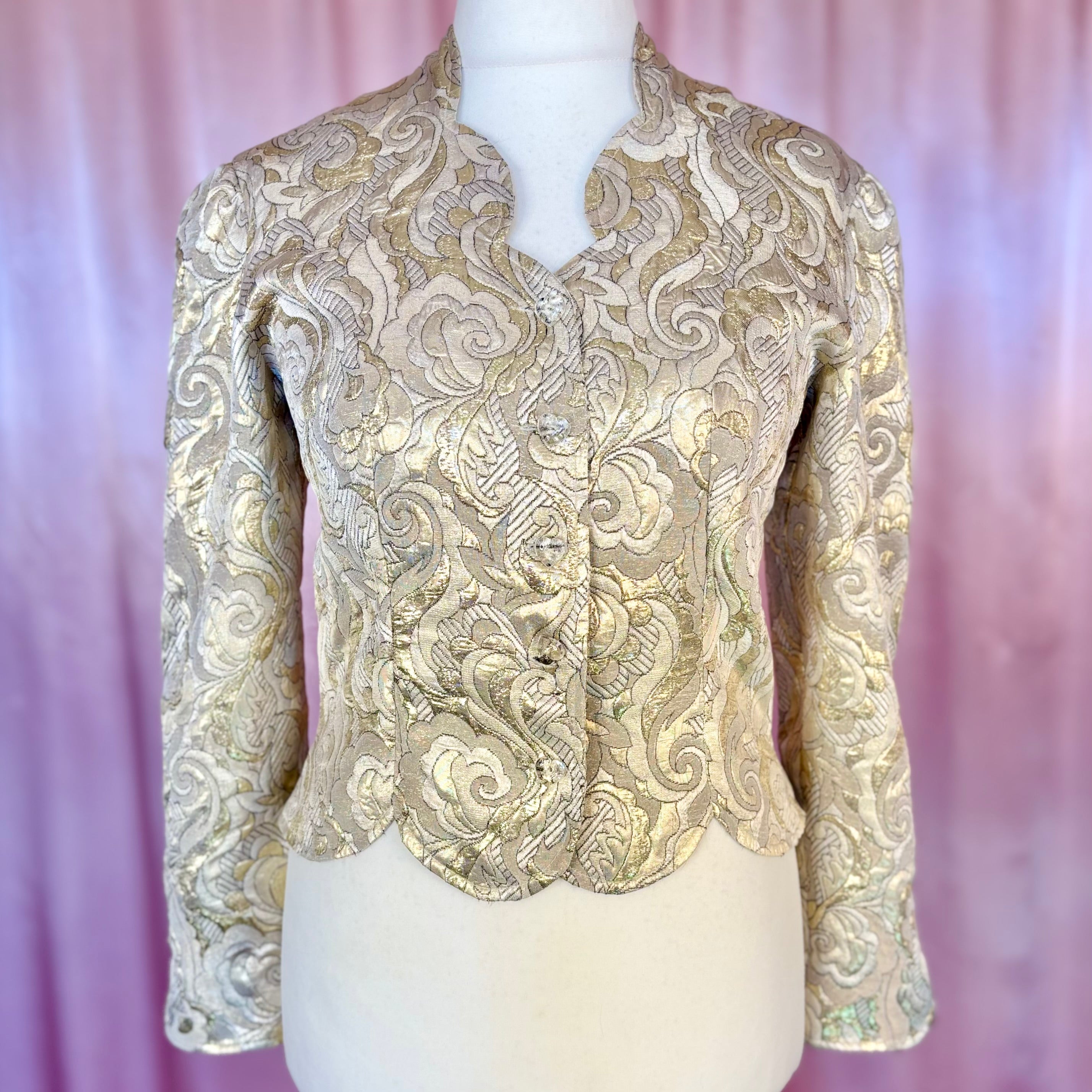 1980s Gold lurex brocade jacket, by Paris, size 12