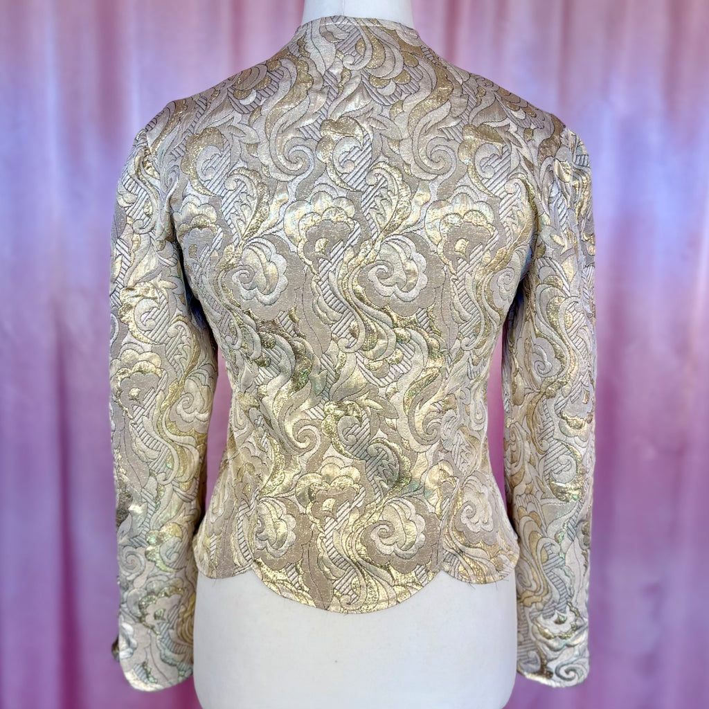 1980s Gold lurex brocade jacket, by Paris, size 12