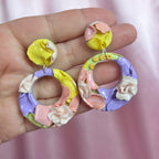 Handmade 3D pastel petal clay earrings