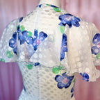 1970s White floral maxi dress, by Robilyse, size 8