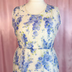 1970s Sheer floral dress, handmade, size 20