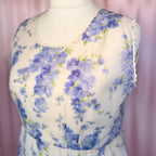 1970s Sheer floral dress, handmade, size 20