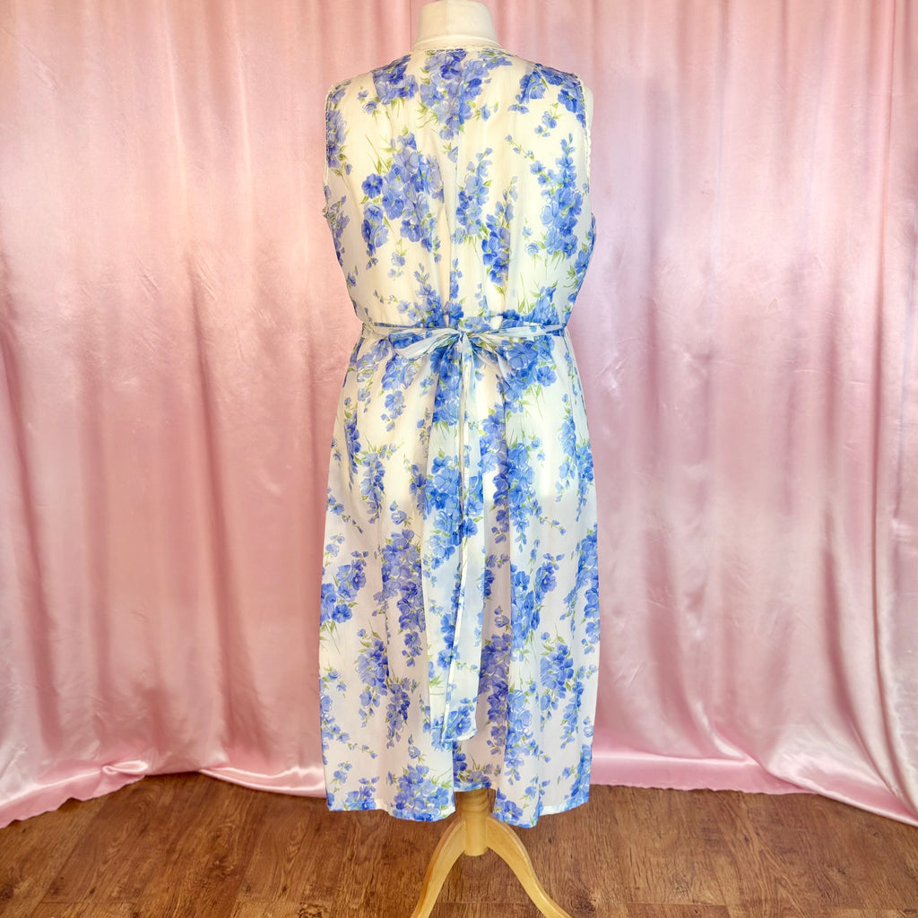 1970s Sheer floral dress, handmade, size 20