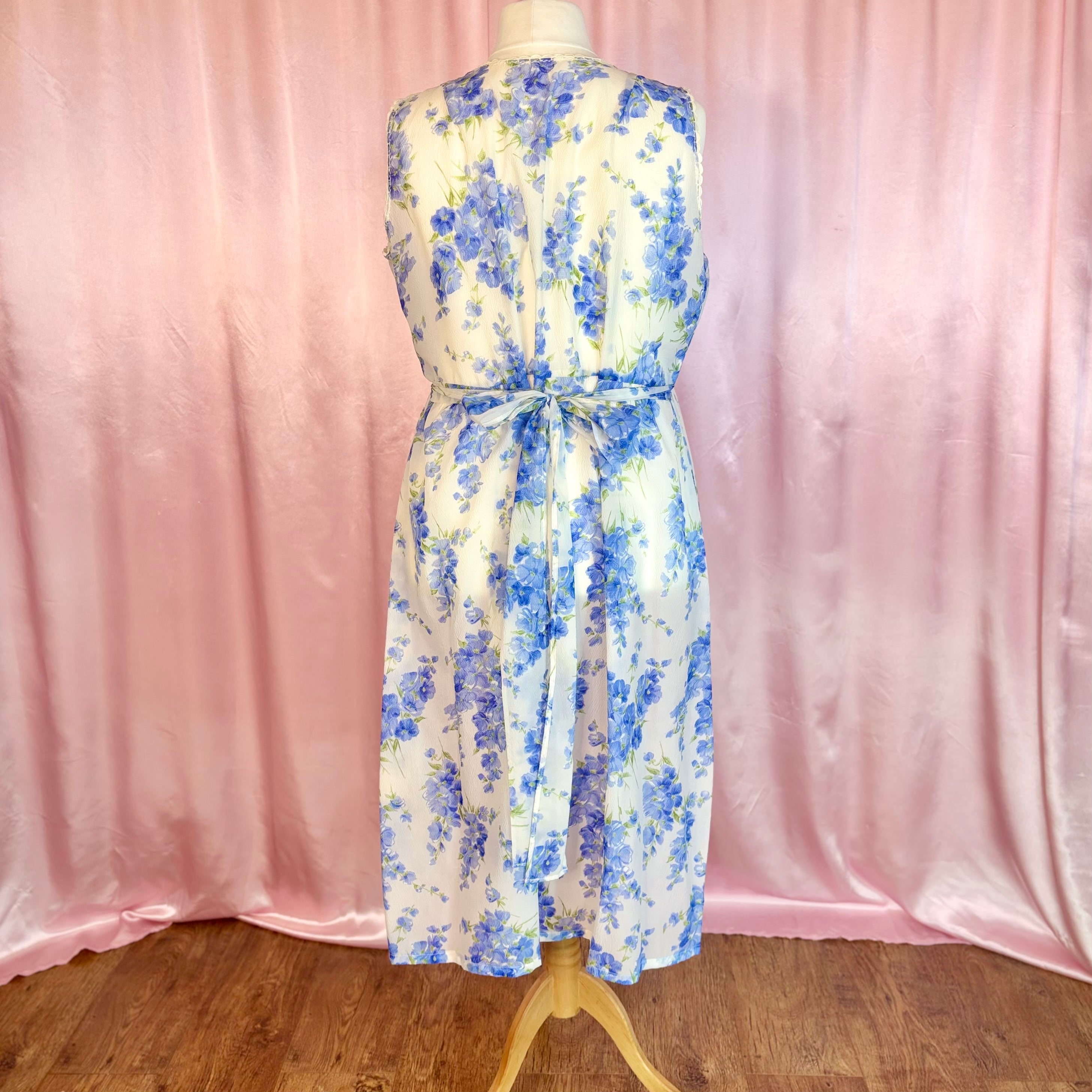 1970s Sheer floral dress, handmade, size 20