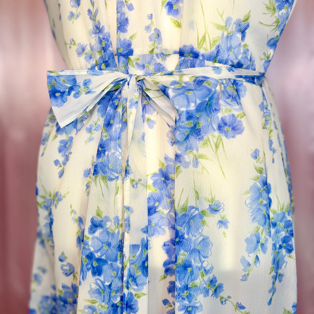1970s Sheer floral dress, handmade, size 20