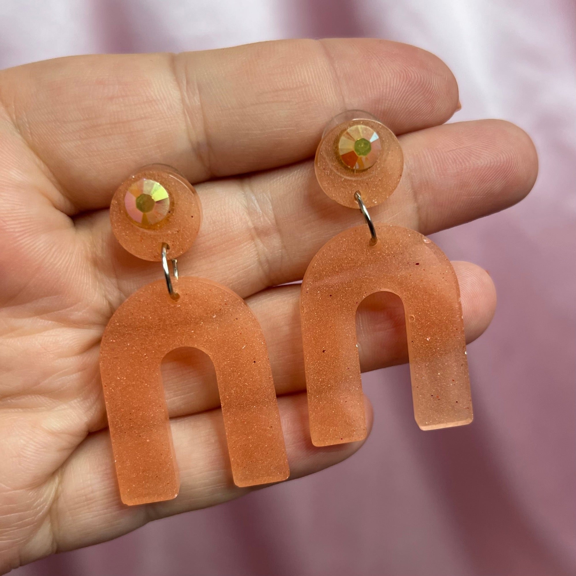 Orange resin clearance earrings