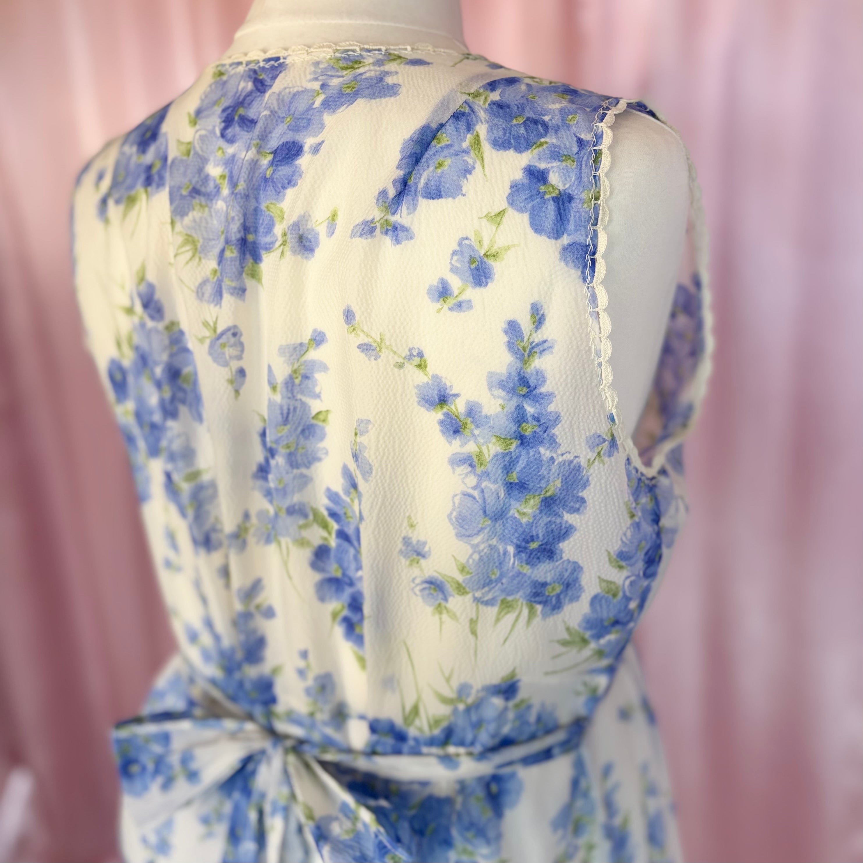 1970s Sheer floral dress, handmade, size 20