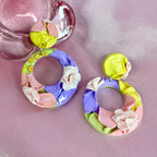 Handmade 3D pastel petal clay earrings