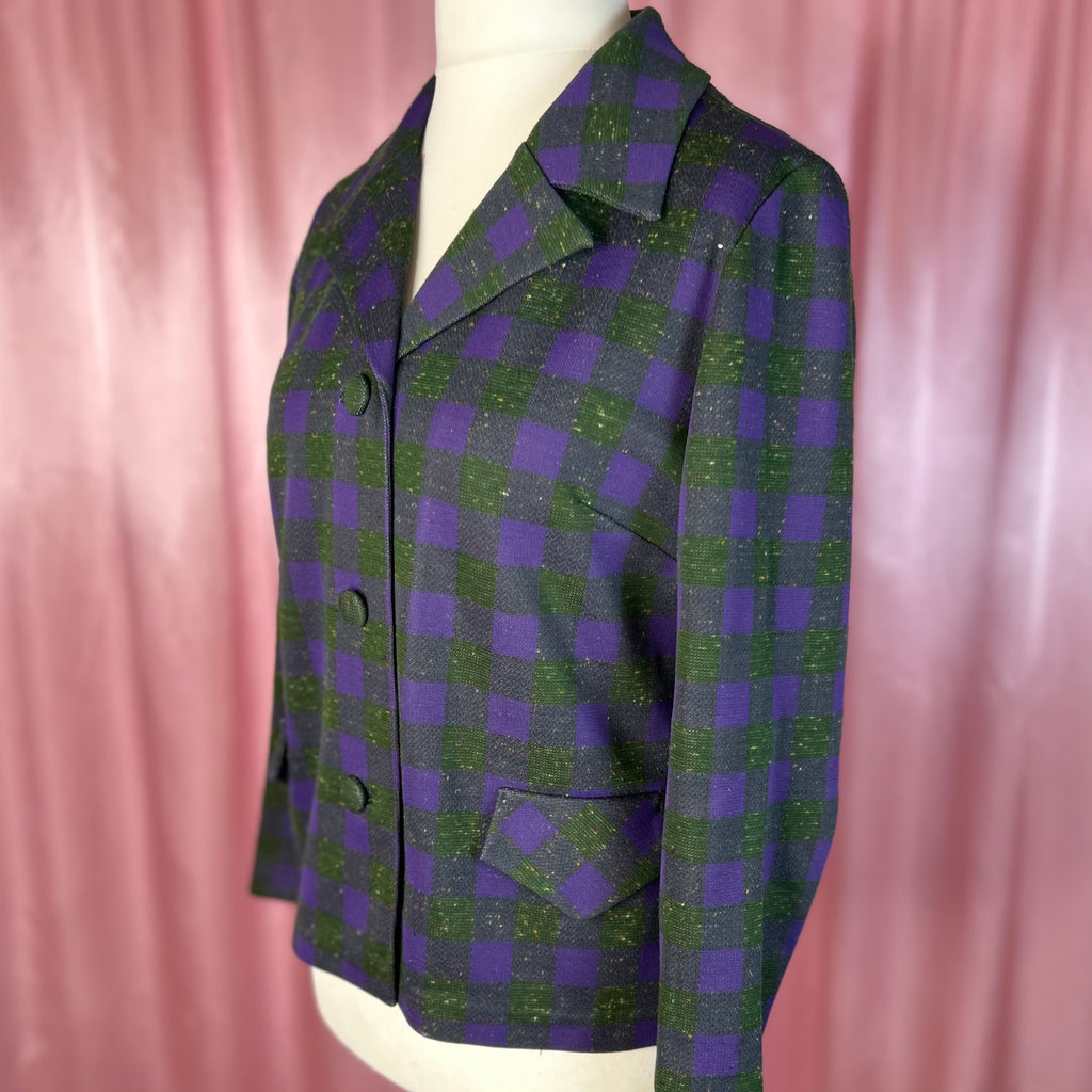 1970s Purple & Green jacket, by Gordon Wyatt, size 14