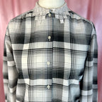 1980s Black plaid blouse, unbranded, size 12
