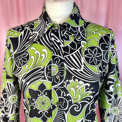 1970s Swirly dagger collar shirt, by St Michael, size 10