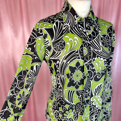 1970s Swirly dagger collar shirt, by St Michael, size 10