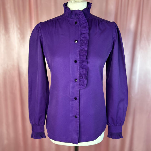 1980s Purple Victoriana blouse, by Terry, size 10