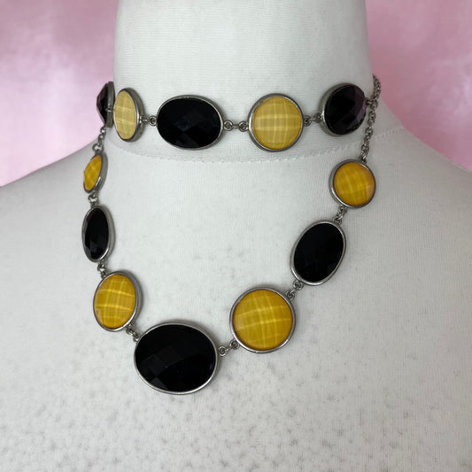 Reworked 1990s black & Yellow necklace