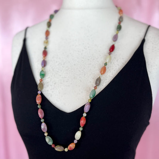1980s long beaded necklace