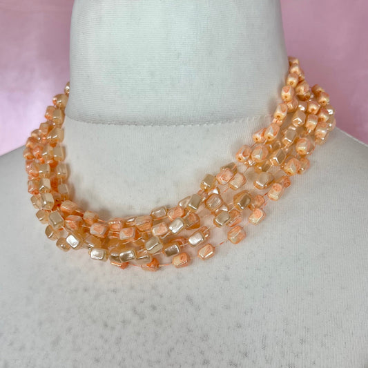 1950s peach multi-strand necklace