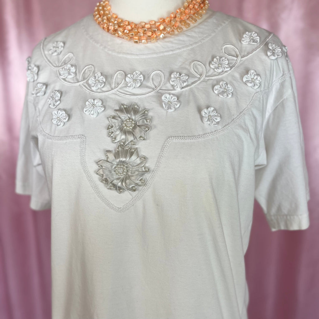 1980s White tee, by Your Sixth Sense, size 10