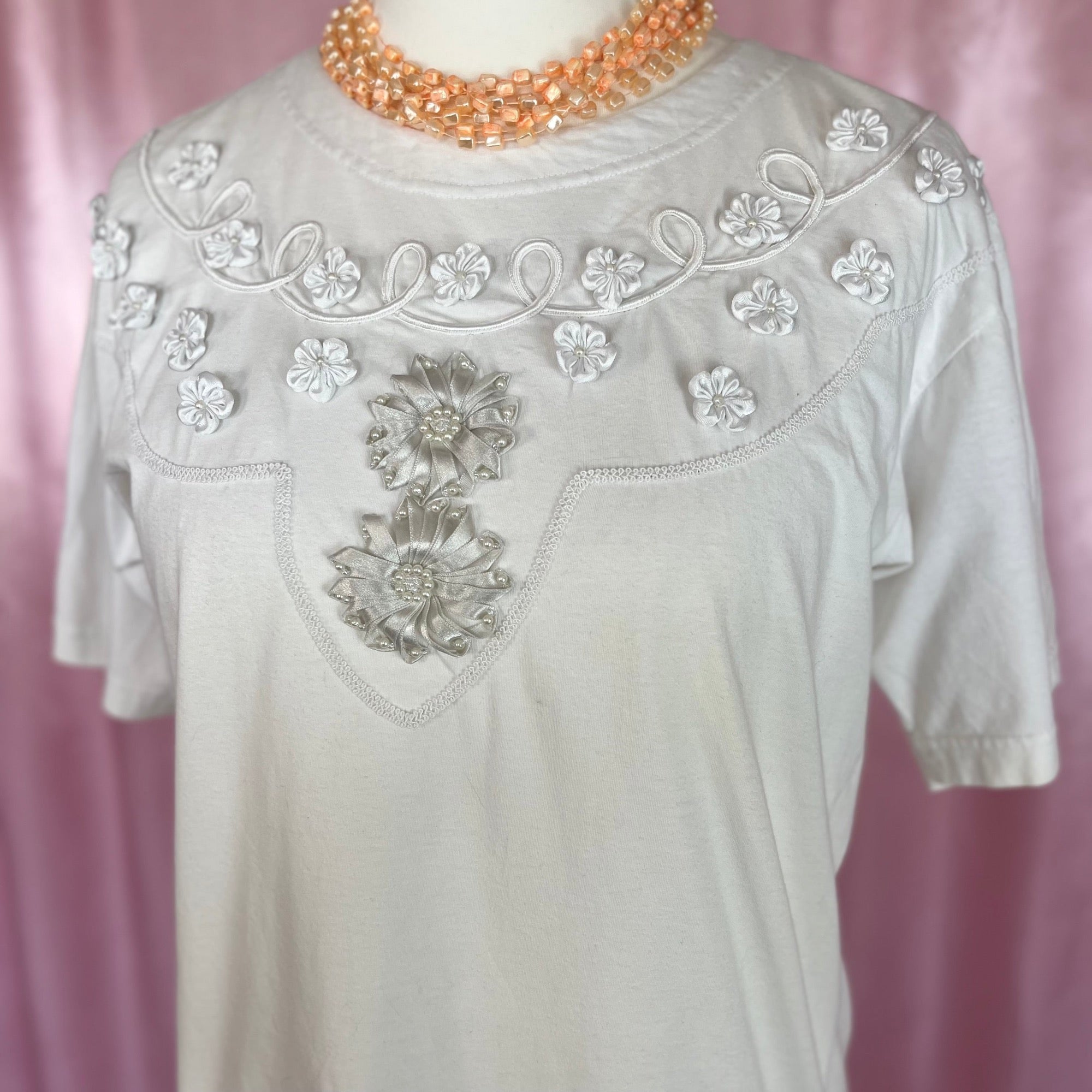 1980s White tee, by Your Sixth Sense, size 10