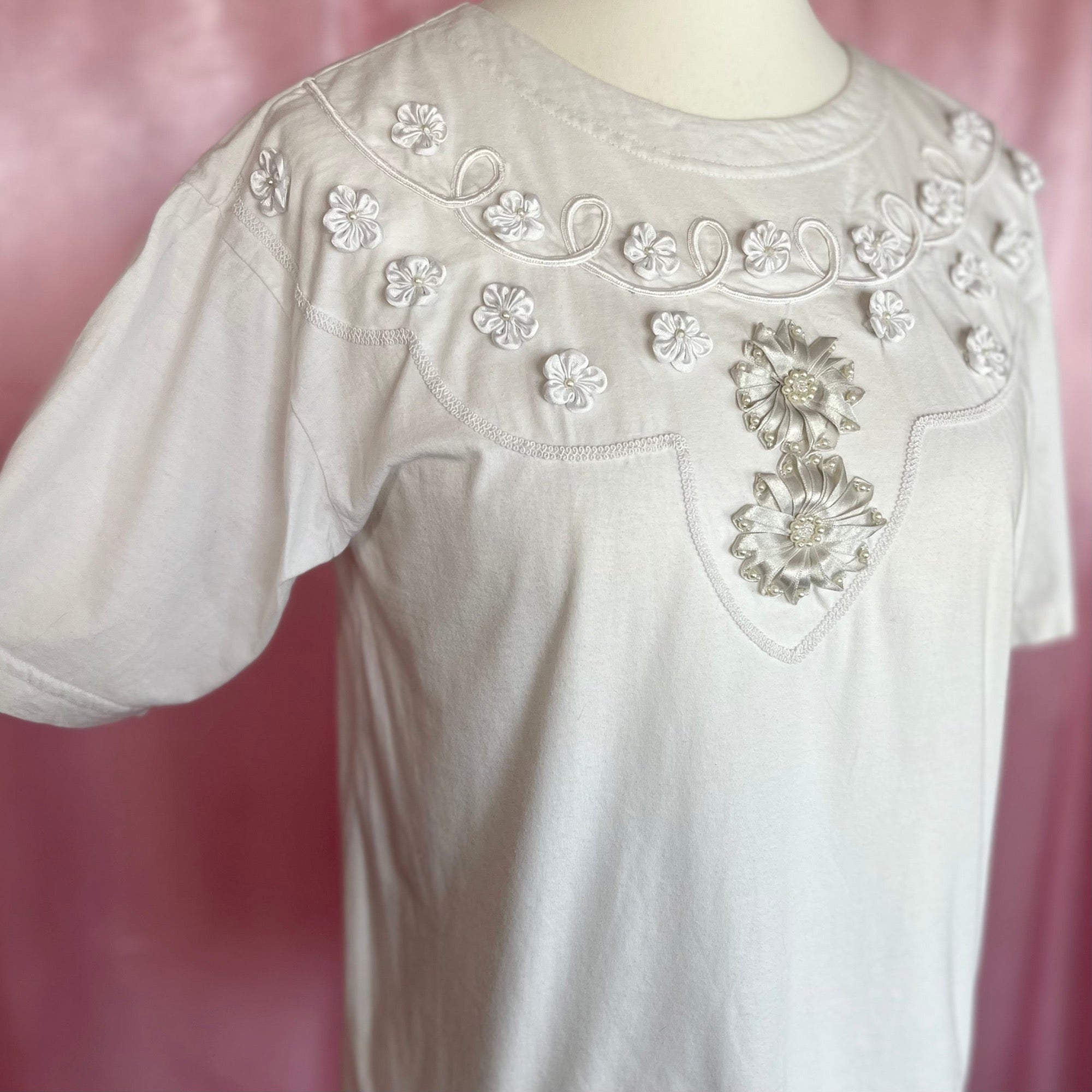 1980s White tee, by Your Sixth Sense, size 10