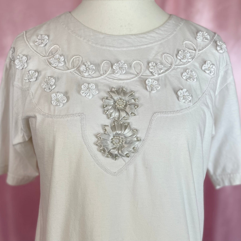 1980s White tee, by Your Sixth Sense, size 10