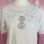 1980s White tee, by Your Sixth Sense, size 10