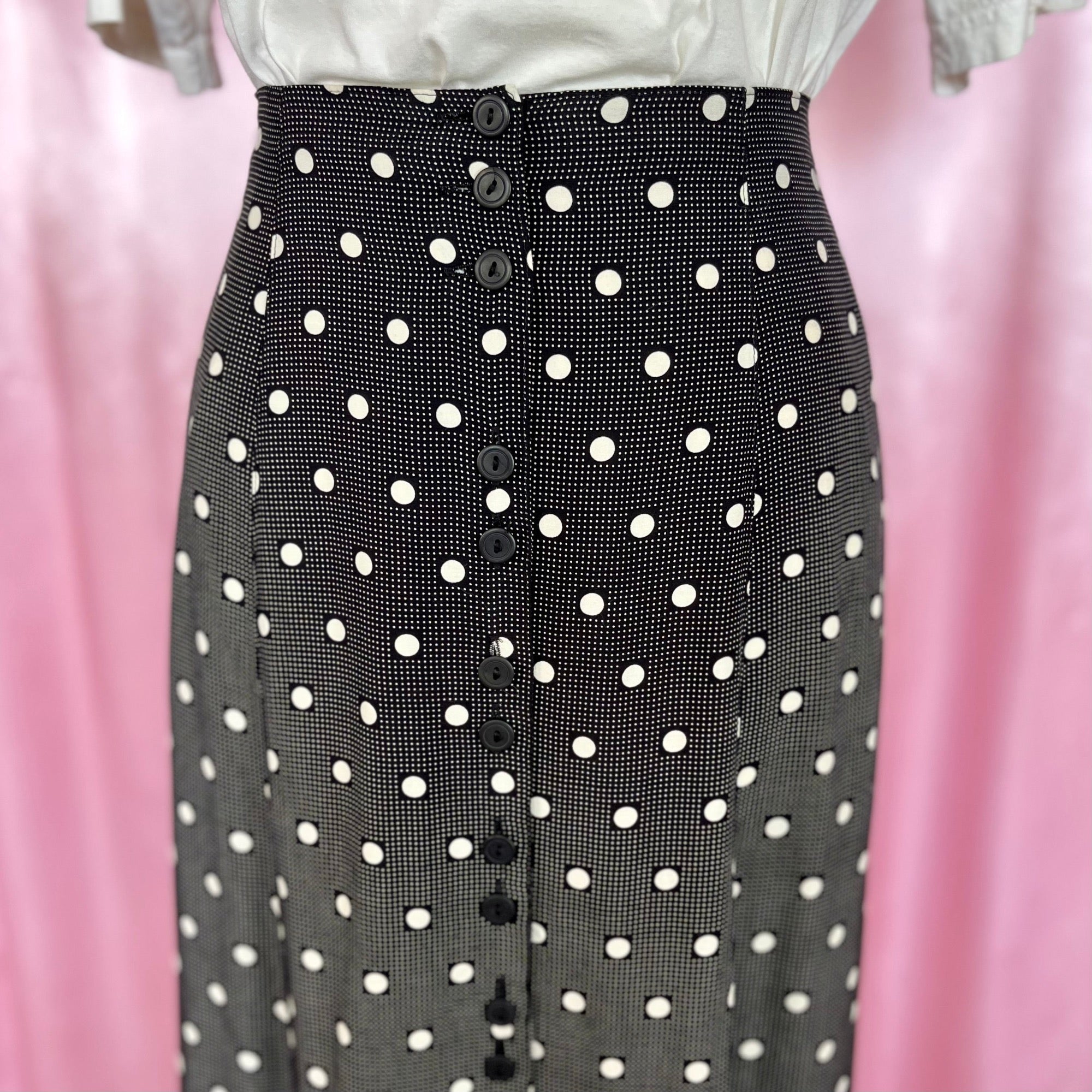 1990s Black polka dot skirt, by Austin Reed, size 12