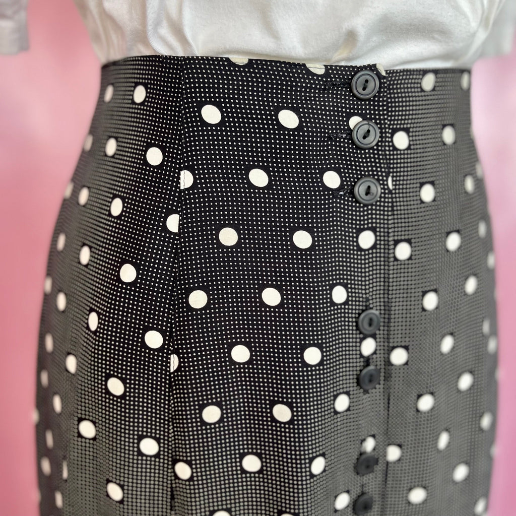 1990s Black polka dot skirt, by Austin Reed, size 12