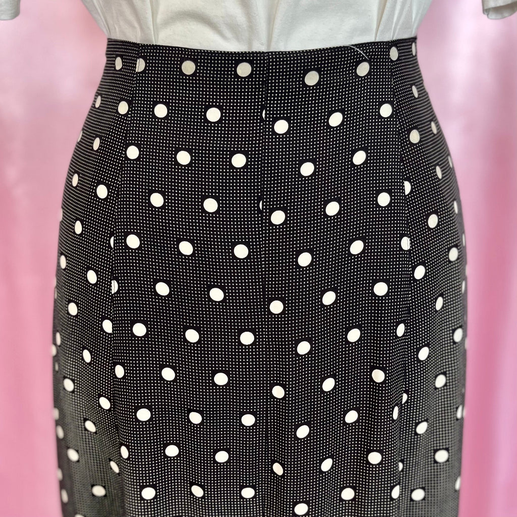 1990s Black polka dot skirt, by Austin Reed, size 12