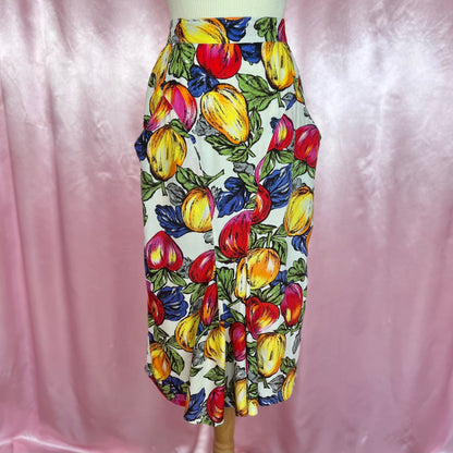 1980s Fruit print skirt, by Miss Selfridge, size 8